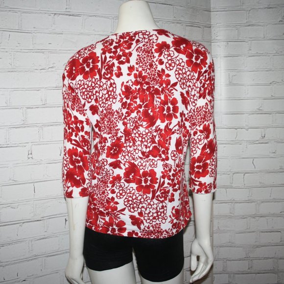 🌺❤️ Red & White Floral Blouse · Design Originals · Size Small - Picture 5 of 5